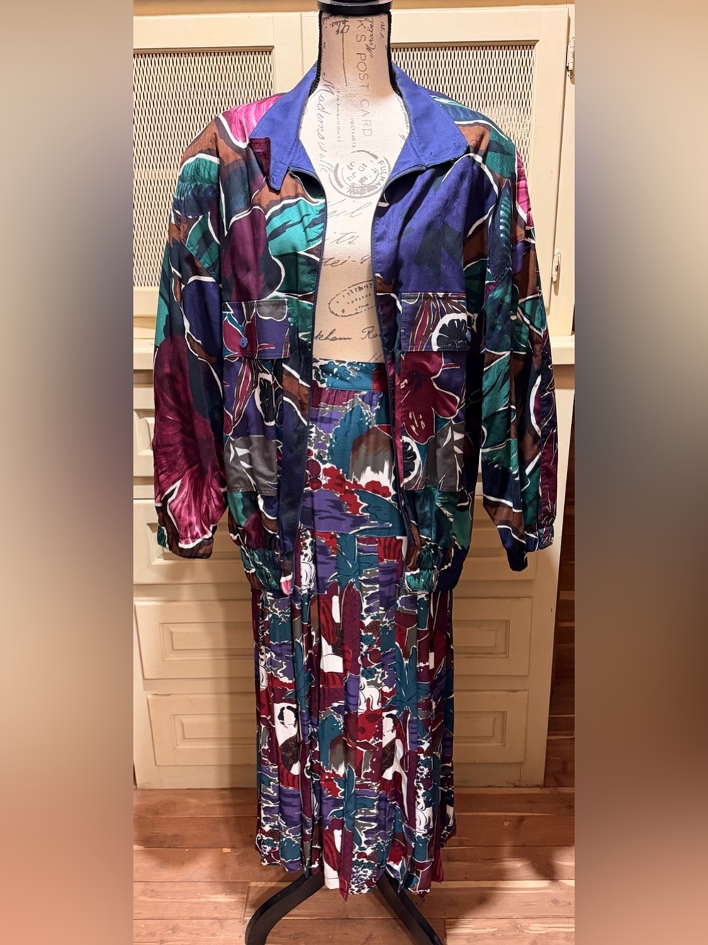Vintage 80s Escada Margaretha Ley Cotton Bomber Jacket & Skirt Set